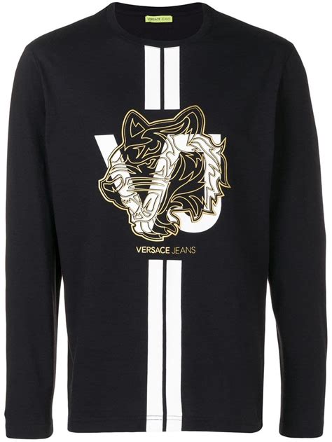 versace jeans tiger print sweatshirt|Versace Jeans Sweatshirt With Printed Tiger Snake Front .